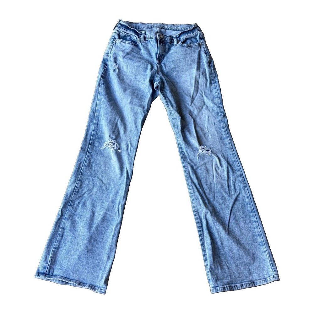 GAP Teens Bootcut Jeans Light Wash Blue Low Rise Stretch‎ Distressed 5-Pocket 18